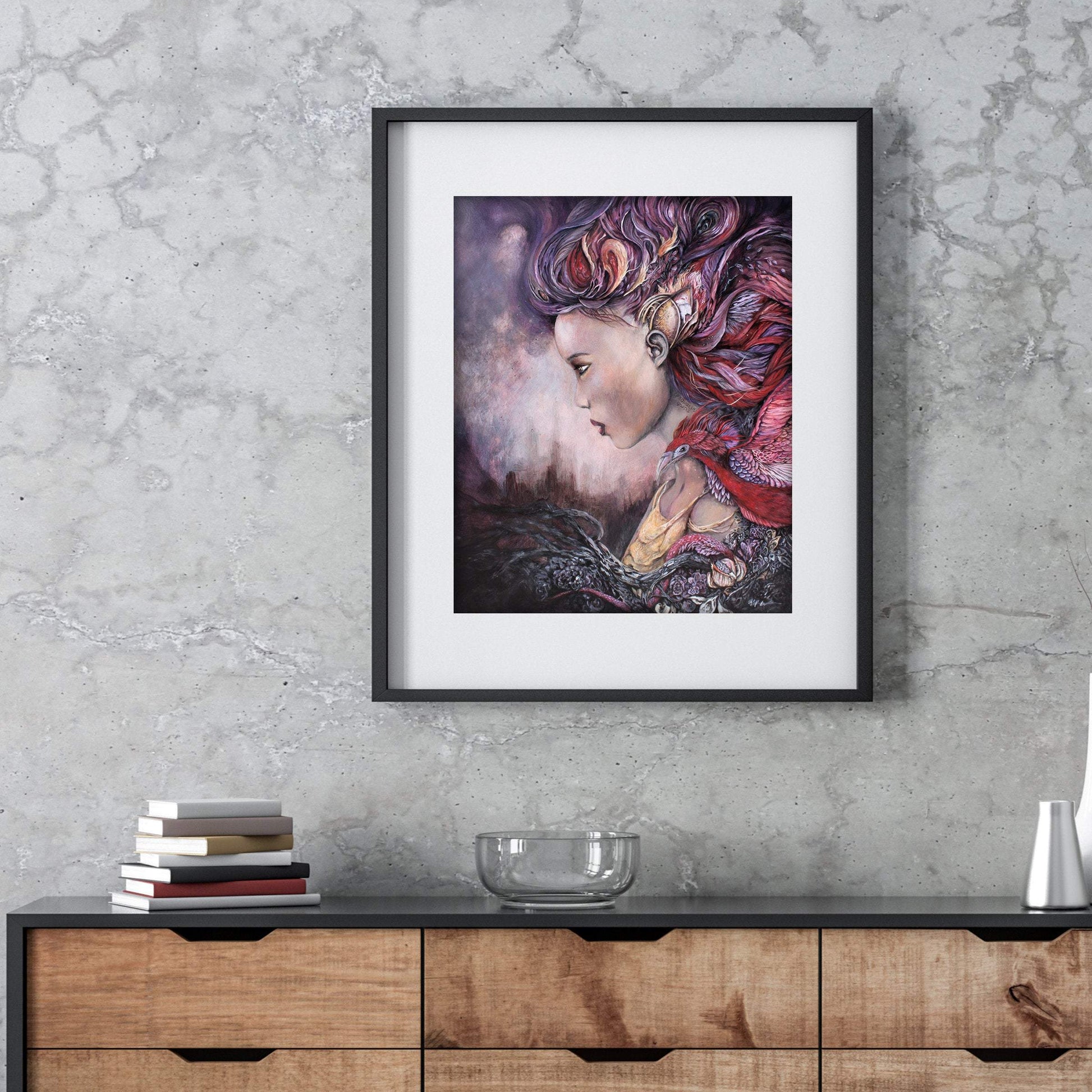 Matted and framed fantasy art print