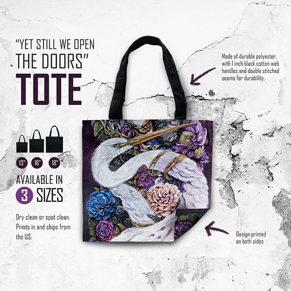 Steampunk Crane and Mushrooms Tote tote AK Organic Abstracts 