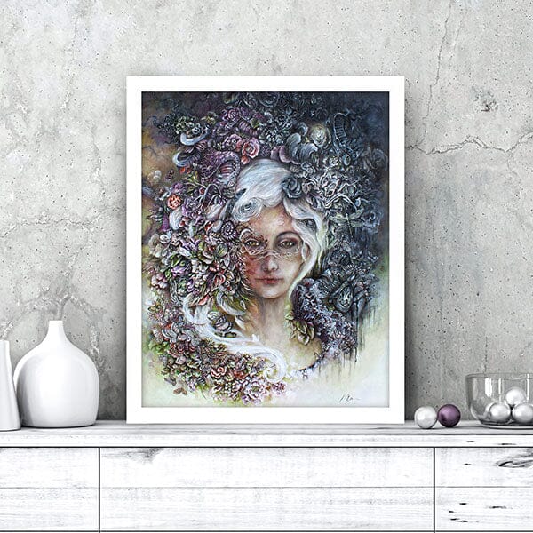 Steampunk Fantasy Art Print Goddess with Butterflies prints AK Organic Abstracts 