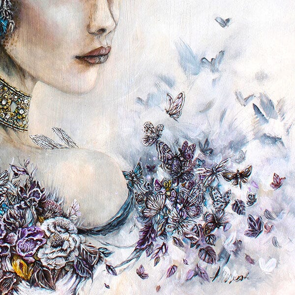 Steampunk Woman with Birds and Flowers Art Print prints AK Organic Abstracts 