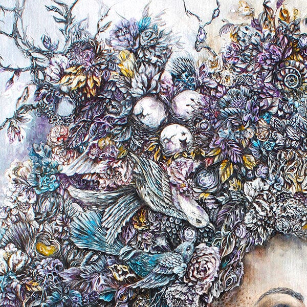 Steampunk Woman with Birds and Flowers Art Print prints AK Organic Abstracts 